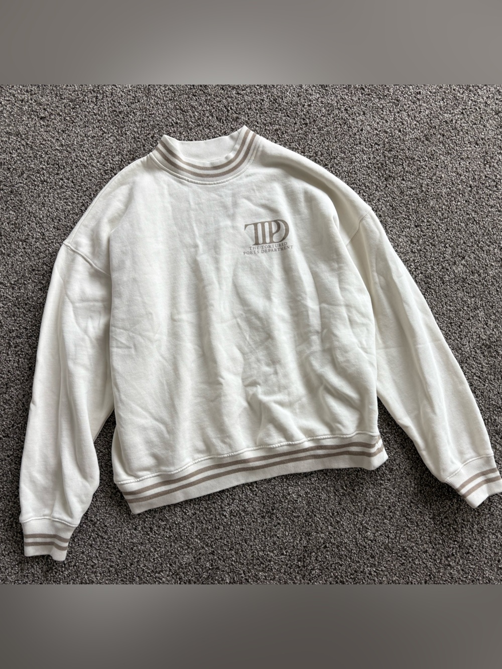 Taylor Swift TTPD The Tortured Poets Department Striped Cream and Tan Sweatshirt